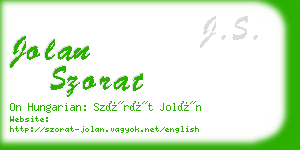 jolan szorat business card